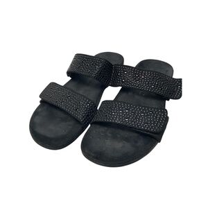 Vionic ‎ Black Double Strap Rhinestones Slide Sandals Sandals US 8.5(?)